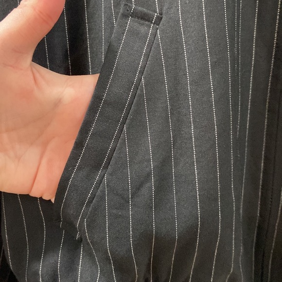 Lauren Ralph Lauren black with white pinstripes bomber EUC women's 14 🔥 wool - Picture 3 of 9